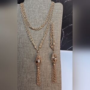 AVON Convertable Creations Open Ball Tassle Necklace Bracelet Set Vintage 1974